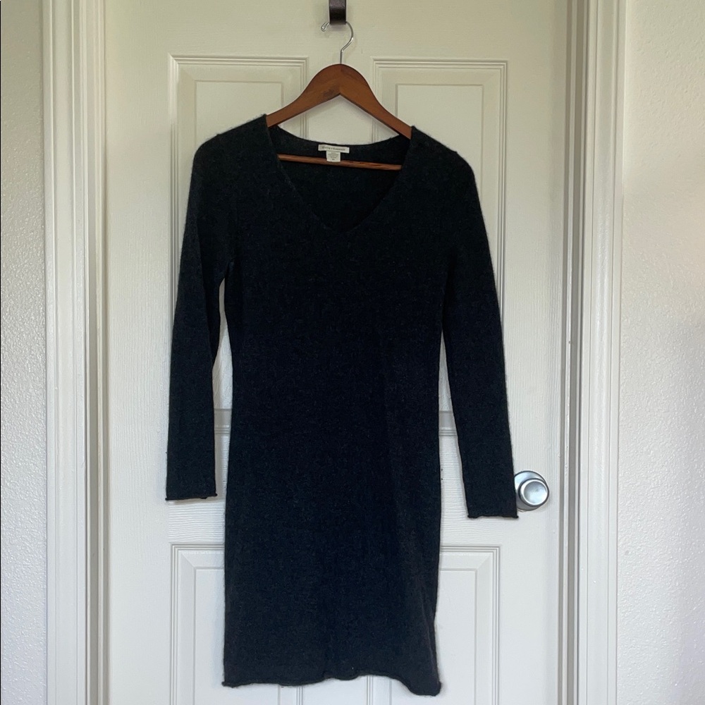White + Warren Black Cashmere Sweater Dress